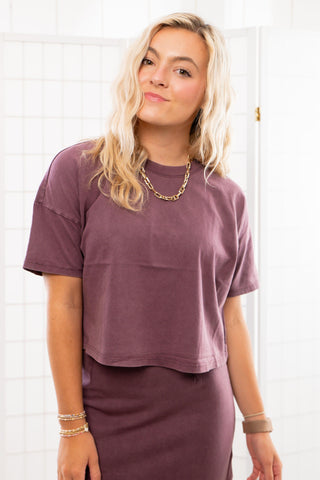 Z Supply Cocoa Berry Sway Cotton Jersey Cropped Tee-Tops-Z Supply-L. Mae Boutique & Wild Mabel Clothing