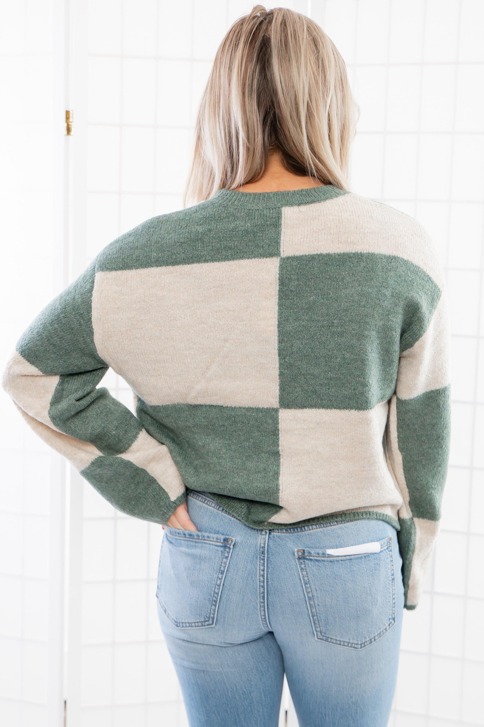 Z Supply Palm Green Rosi Block Sweater-Tops-Z Supply-L. Mae Boutique & Wild Mabel Clothing