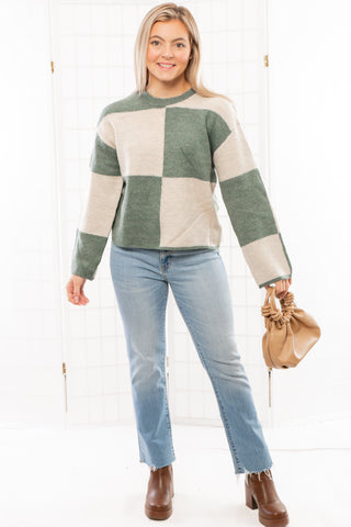 Z Supply Palm Green Rosi Block Sweater-Tops-Z Supply-L. Mae Boutique & Wild Mabel Clothing