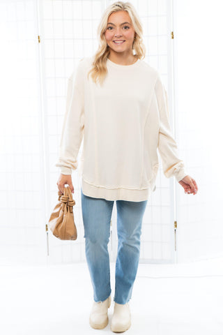 Z Supply Sea Salt Replay French Terry Sweatshirt-Tops-Z Supply-L. Mae Boutique & Wild Mabel Clothing