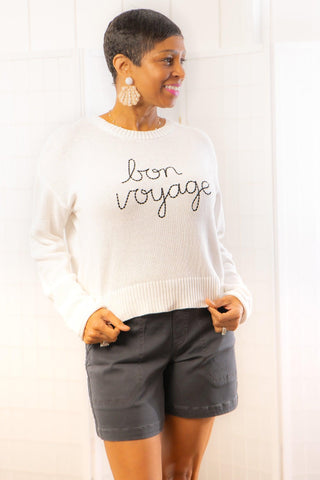 Z Supply Sienna White Bon Voyage Sweater-Z Supply-L. Mae Boutique