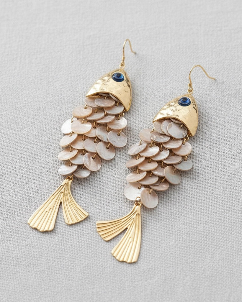 Gone Fishing Shell Tassel Earrings
