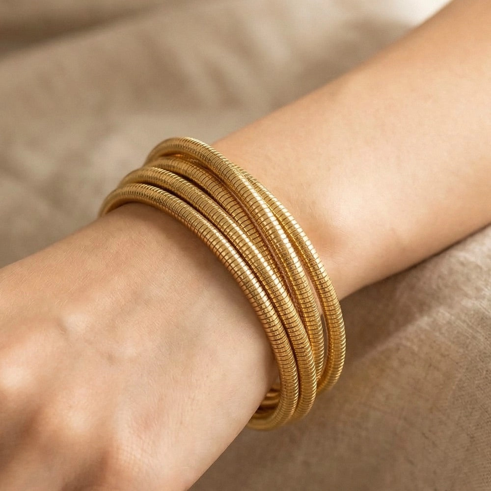 Lightweight gold wrap bracelet