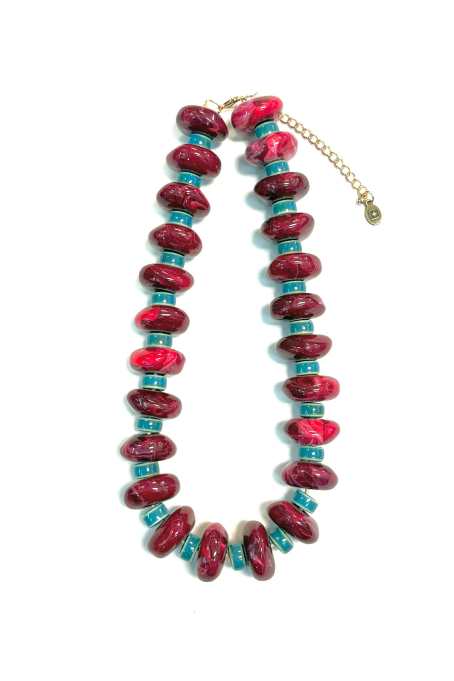 Beulah Crimson & Teal Beaded Necklace