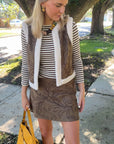 Woodland Weekend Embroidered Faux Suede Skirt