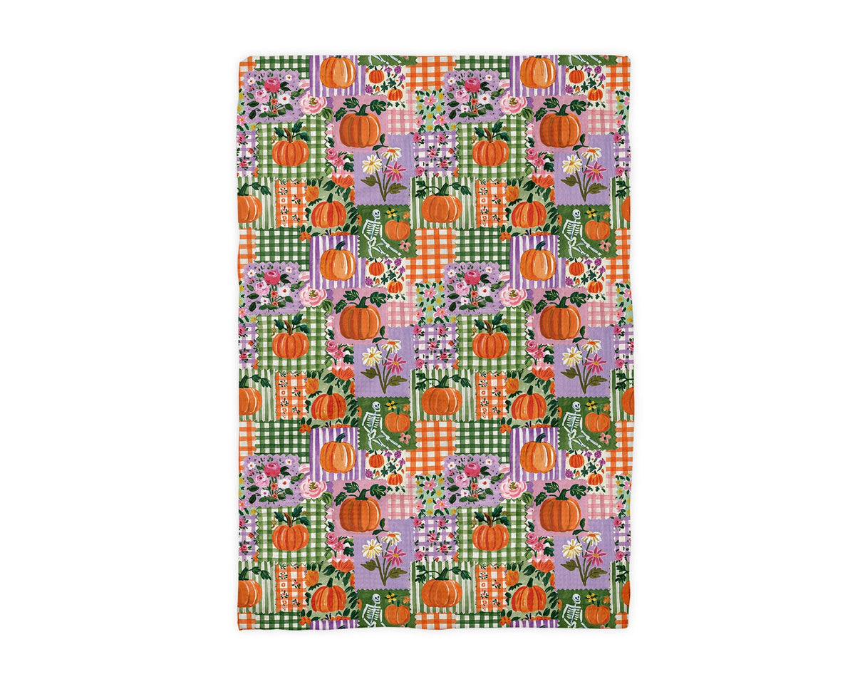 Spooky Garden Fall Patchwork Waffle Tea Towel