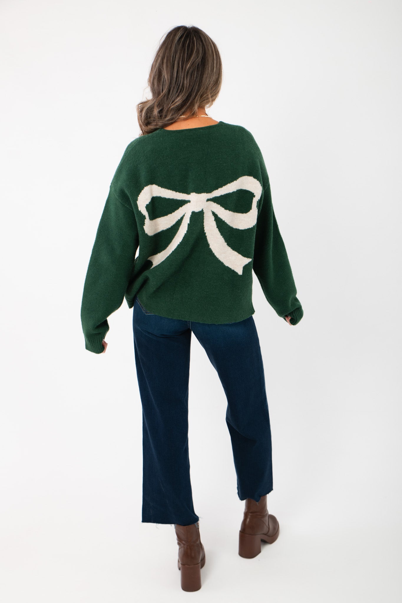 THML Green Bow Graphic Cardigan