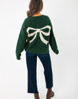 THML Green Bow Graphic Cardigan