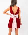 Winter Rose Velvet Bow Mini Dress