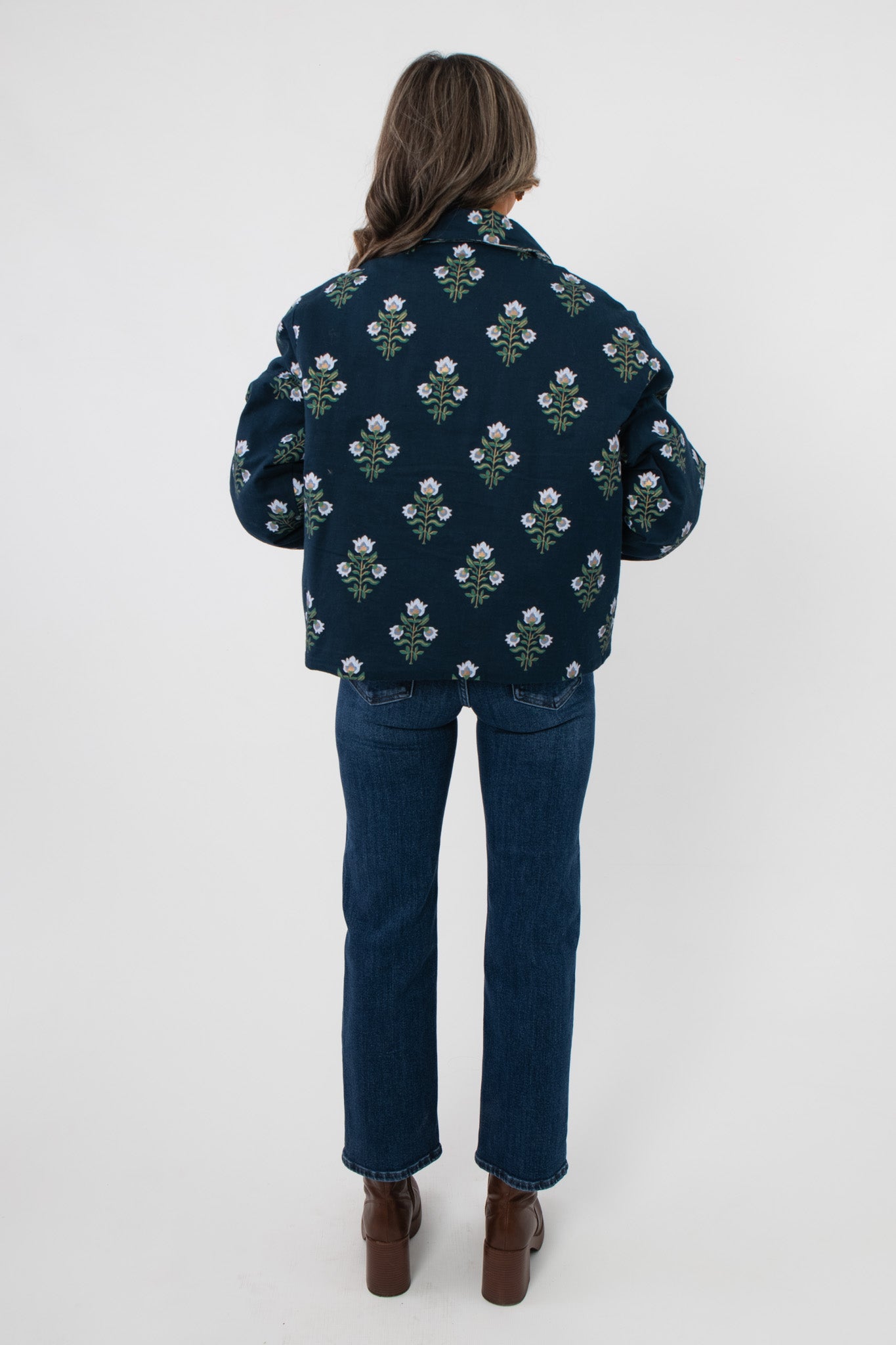 Bluebell Blooms Navy Reversible Block Print Jacket