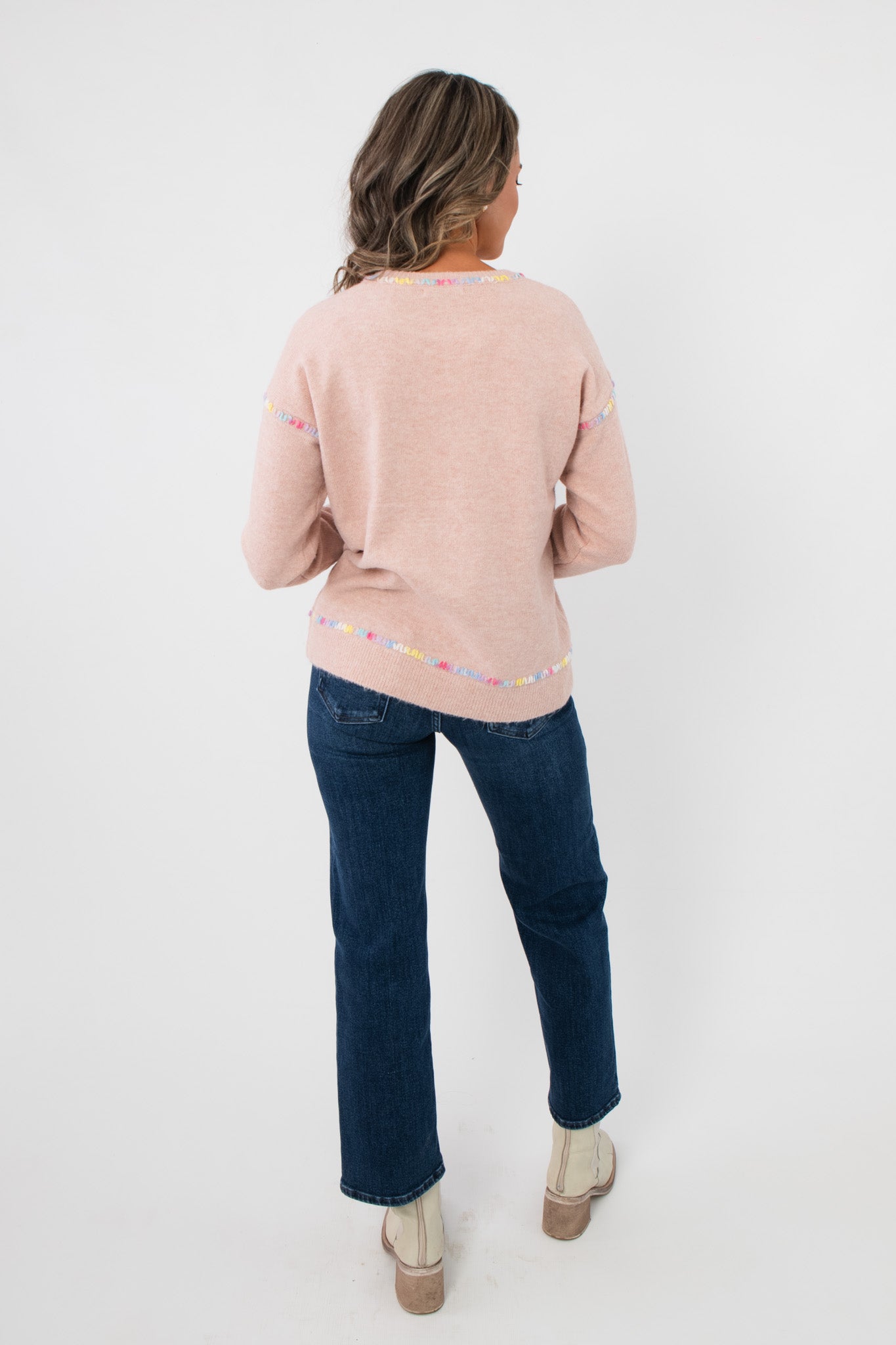 Serena Blush Stitched Sweater