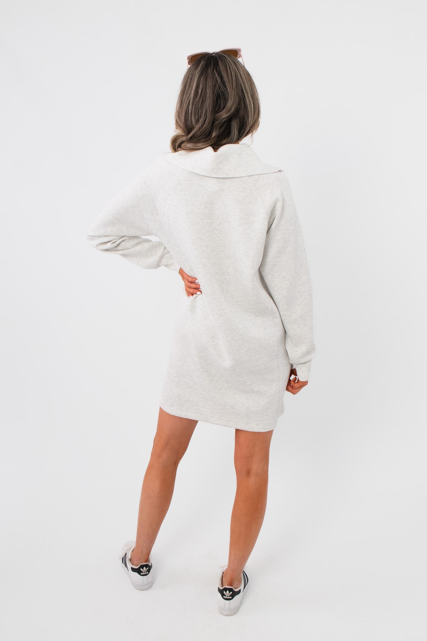 knee length dresses for ladies Women's Stillness Speaks Half-Zip Sweater Dress in White main image 1