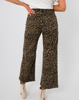 Kut Wood Cheetah Meg High Waist Ankle Wide Leg Jean