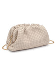 Mindy Ivory Oatmilk Woven Clutch