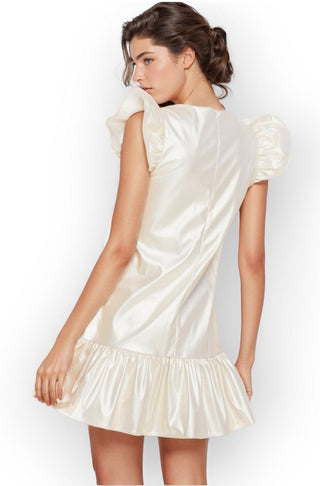 Precious Pearl Flutter Sleeve Faux Leather Dress-TCEC-L. Mae Boutique