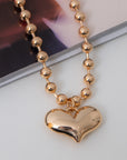 Puffy Heart Gold Necklace