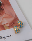 Aqua Gemstone Gold Hoops