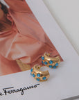 Aqua Gemstone Gold Hoops