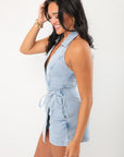 MINKPINK Vintage Blue Olivia Denim Playsuit