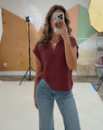 Salem Brown Slub Knit Sleeveless Sweater