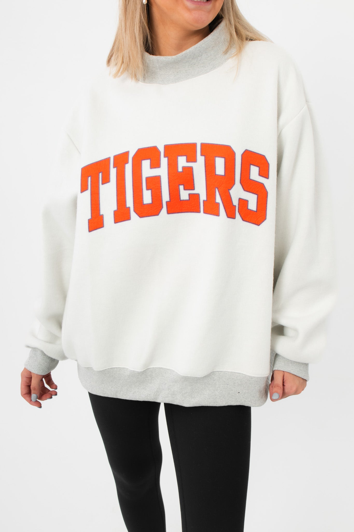 Heather Grey Clemson Tigers Reversible Mockneck