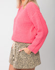 Taffy Pink Chenille Sweater