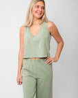 Z Supply Avocado Sloane V-Neck Cotton Jersey Top – Lightweight Tank featuring a cropped cut and breathable cotton fabric for casual wear.