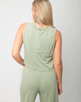 Back view of Z Supply Avocado Sloane V-Neck Cotton Jersey Top – Lightweight Tank highlighting relaxed fit and raw edge hem detail.