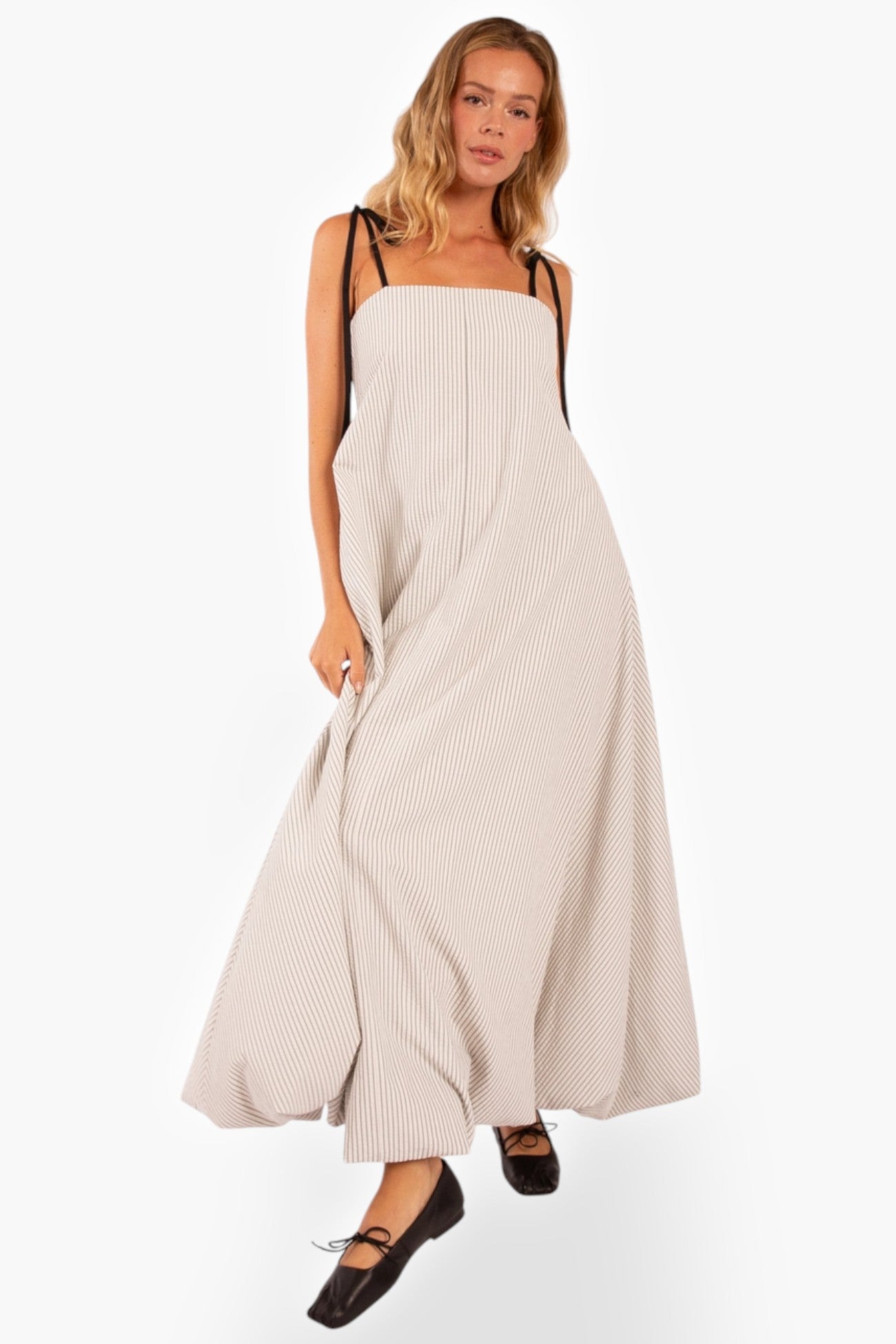 Shoreline Striped Bubble Hem Maxi Dress