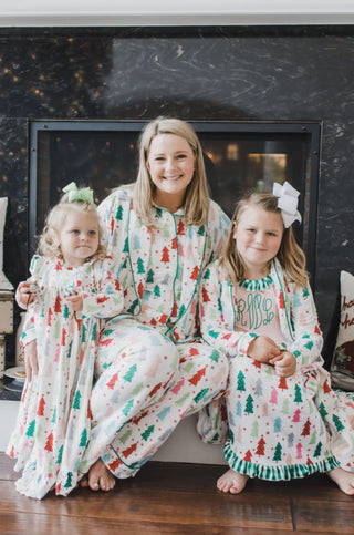 Festive Trees Button Down Pajamas - Toddler & Youth-Sugar Bee Clothing-L. Mae Boutique