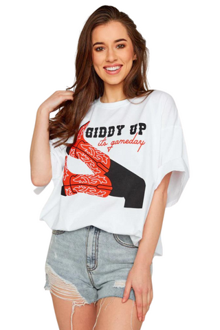 Buddy Love Giddy Up It's Gameday Oversized Graphic Tee-Buddy Love-L. Mae Boutique