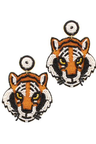 Wild Tiger Beaded Earrings-Golden Stella-L. Mae Boutique