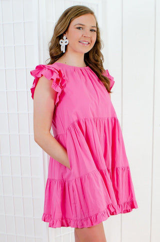 Kate Hot Pink Ruffle Dress-&Merci-L. Mae Boutique