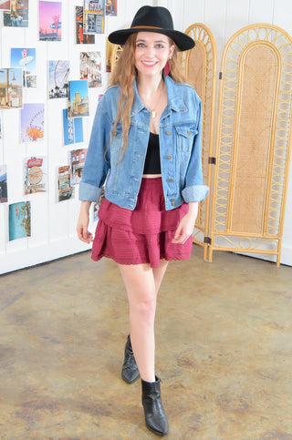 Garnet Flutter Mini Skirt-day + moon-L. Mae Boutique