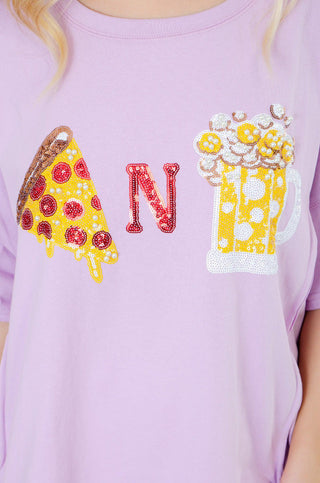 Night In Pizza N Beer Sequin Tee-Fantastic Fawn-L. Mae Boutique