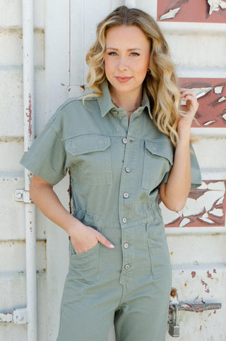 Free People Washed Army Marci Jumpsuit-Free People-L. Mae Boutique