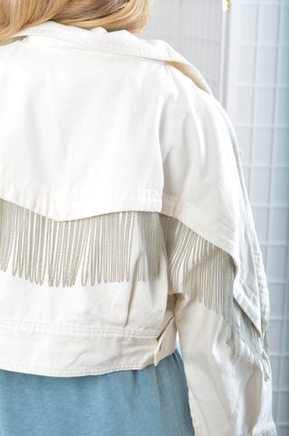 White Chain Fringe Jacket-Rivir-L. Mae Boutique