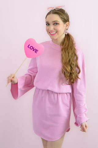 Buddy Love Pink Willa Sweatshirt Dress-Buddy Love-L. Mae Boutique