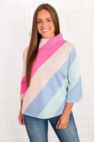 Candyland Bell Sleeve Mock Neck Sweater-Fate-L. Mae Boutique