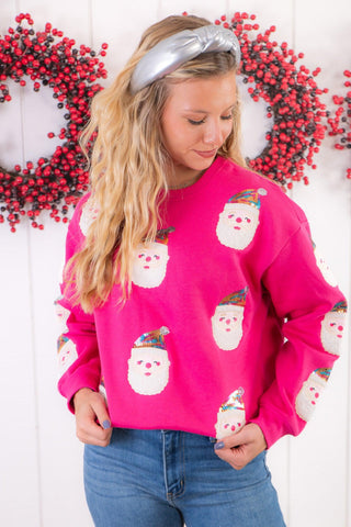 Always Cheerful Pink Santa Clause Sweater-WHY Dress-L. Mae Boutique