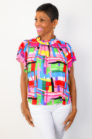 THML Picnic Perfect Colorful Print Top-THML-L. Mae Boutique