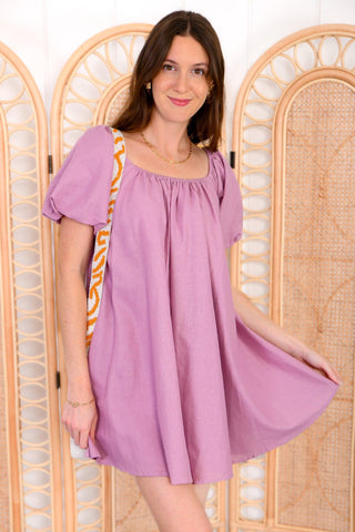 Frilly Dusty Lavender Off the Shoulder Dress.-Mable-L. Mae Boutique