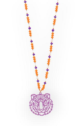 Orange and Purple Tiger Gameday Necklace-Golden Stella-L. Mae Boutique