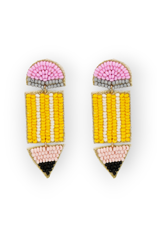 Back to School Yellow Pencil Earrings-Golden Stella-L. Mae Boutique