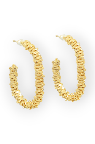 Perfect Pair Gold Textured Oval Hoops-Golden Stella-L. Mae Boutique