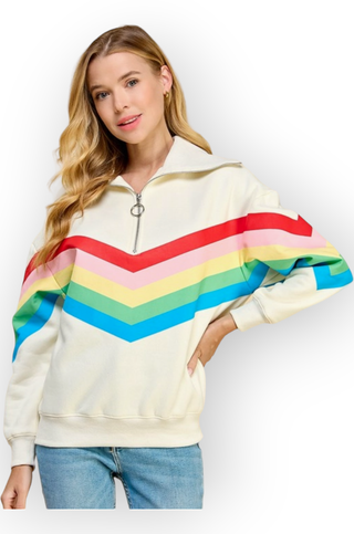 Over the Rainbow Quarter Zip Sweater-TCEC-L. Mae Boutique