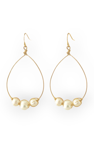 Take Me to Brunch Gold & Pearl Hoop Earrings-Golden Stella-L. Mae Boutique