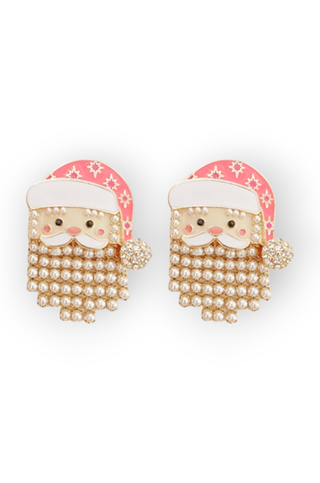 Christmas Santa Pearl Tassel Earrings-Golden Stella-L. Mae Boutique