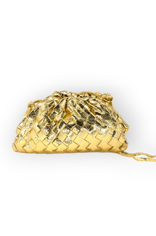 Gold Metallic Woven Mini Pouch-BC Bags-L. Mae Boutique
