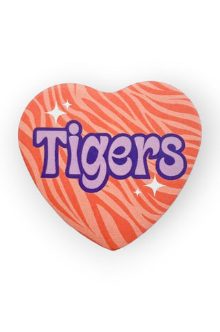 Tigers Orange Heart-Shaped Gameday Button-Thanks For Everything-L. Mae Boutique